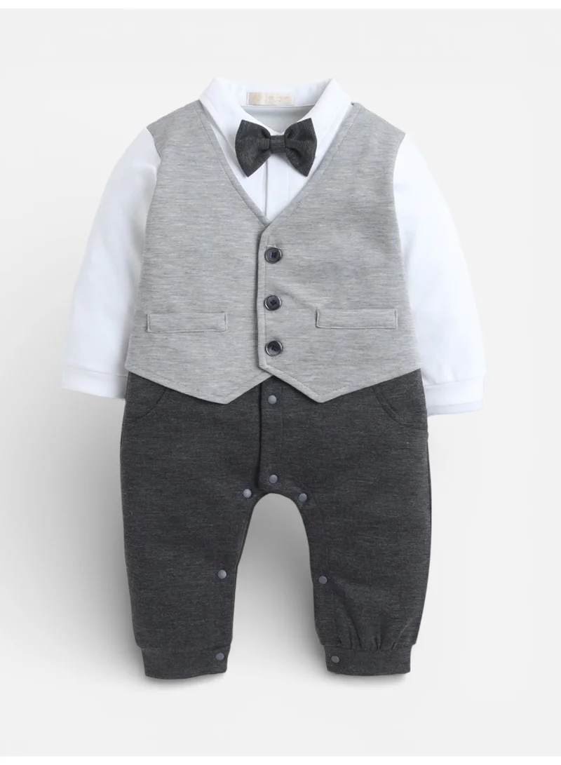 victor and jane Infant Boys’ Waistcoat, Shirt & Bow Tie Mock Romper Set